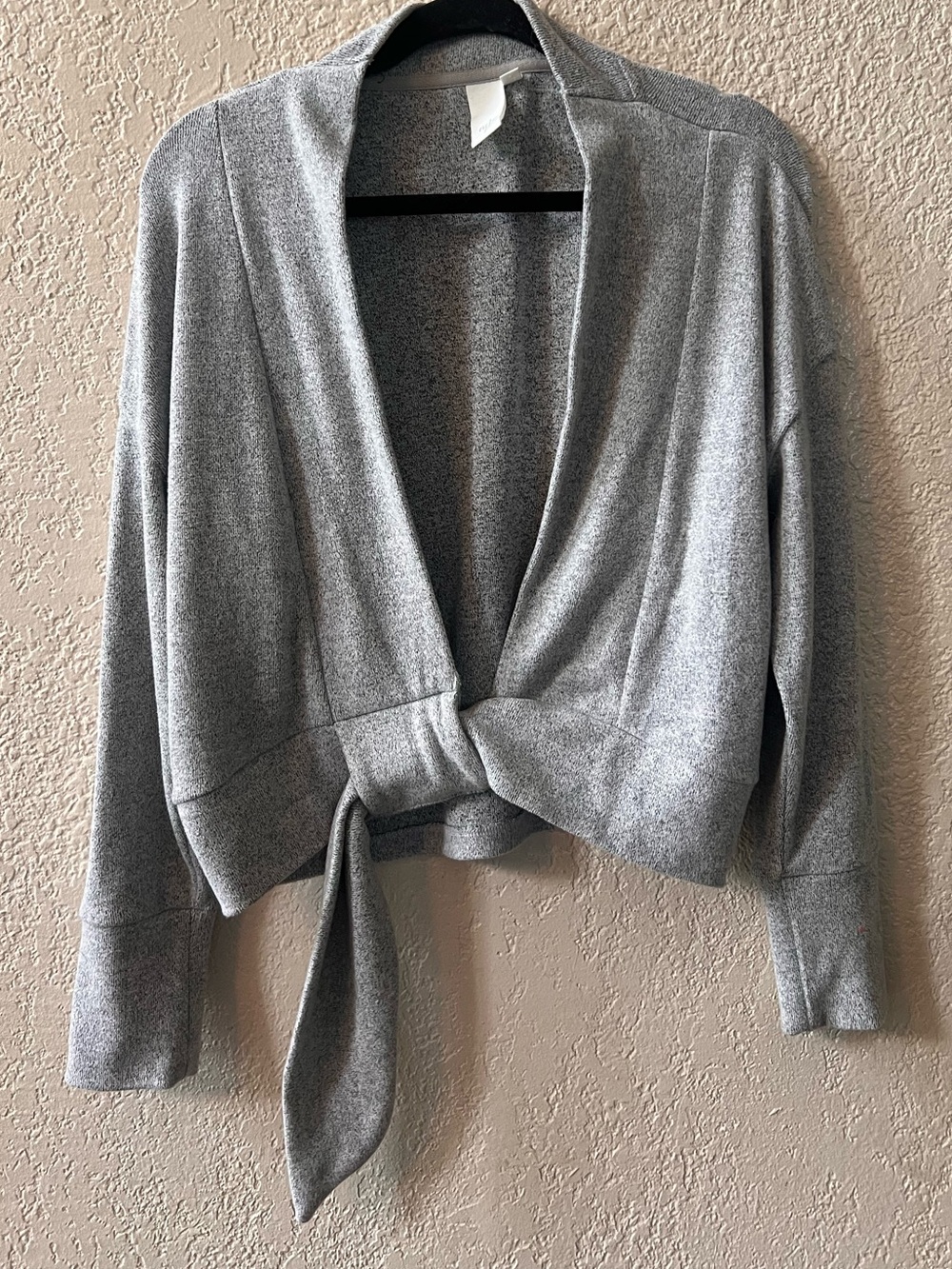 Ady P Open Front Women's Open‎ Front Wrap Cardigan Sz Large Marled Gray Cropped